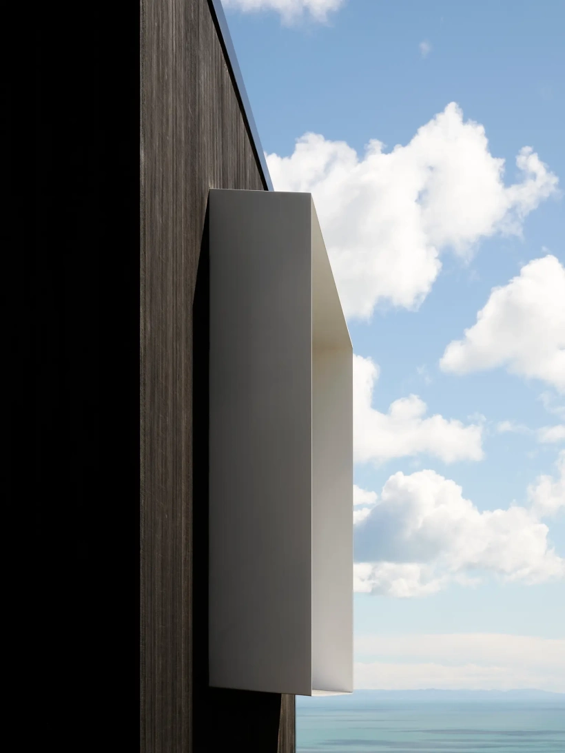 Haumoko House exterior window frame. New build residential design, Site Architecture. Mt Pleasant, Christchurch, NZ.