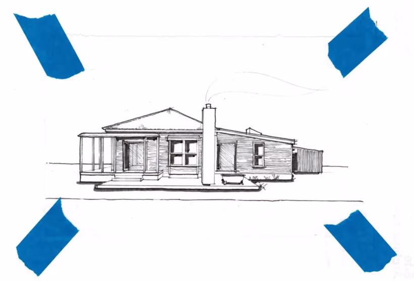 Eversleigh Street House, architectural sketch, Site Architecture, Christchurch, New Zealand.