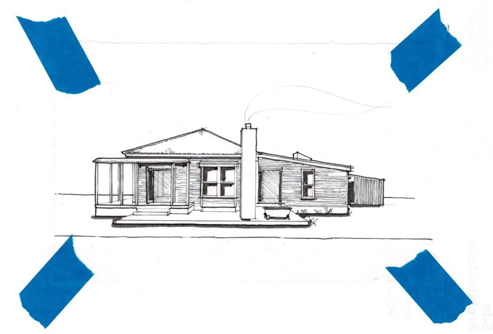 Eversleigh Street House, architectural sketch, Site Architecture, Christchurch, New Zealand.