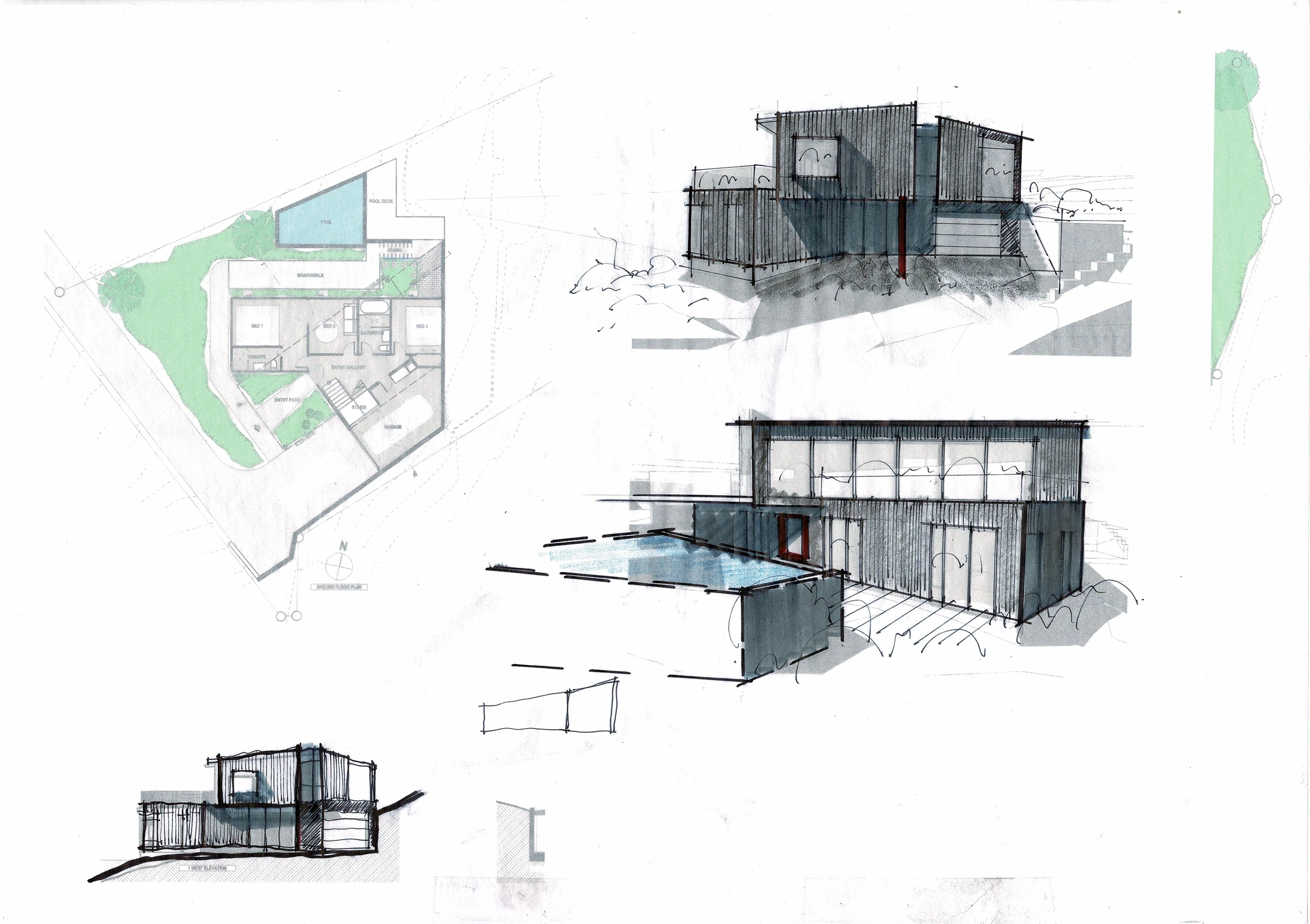 Site Architecture, Mt Pleasant, Christchurch. New home design sketch.